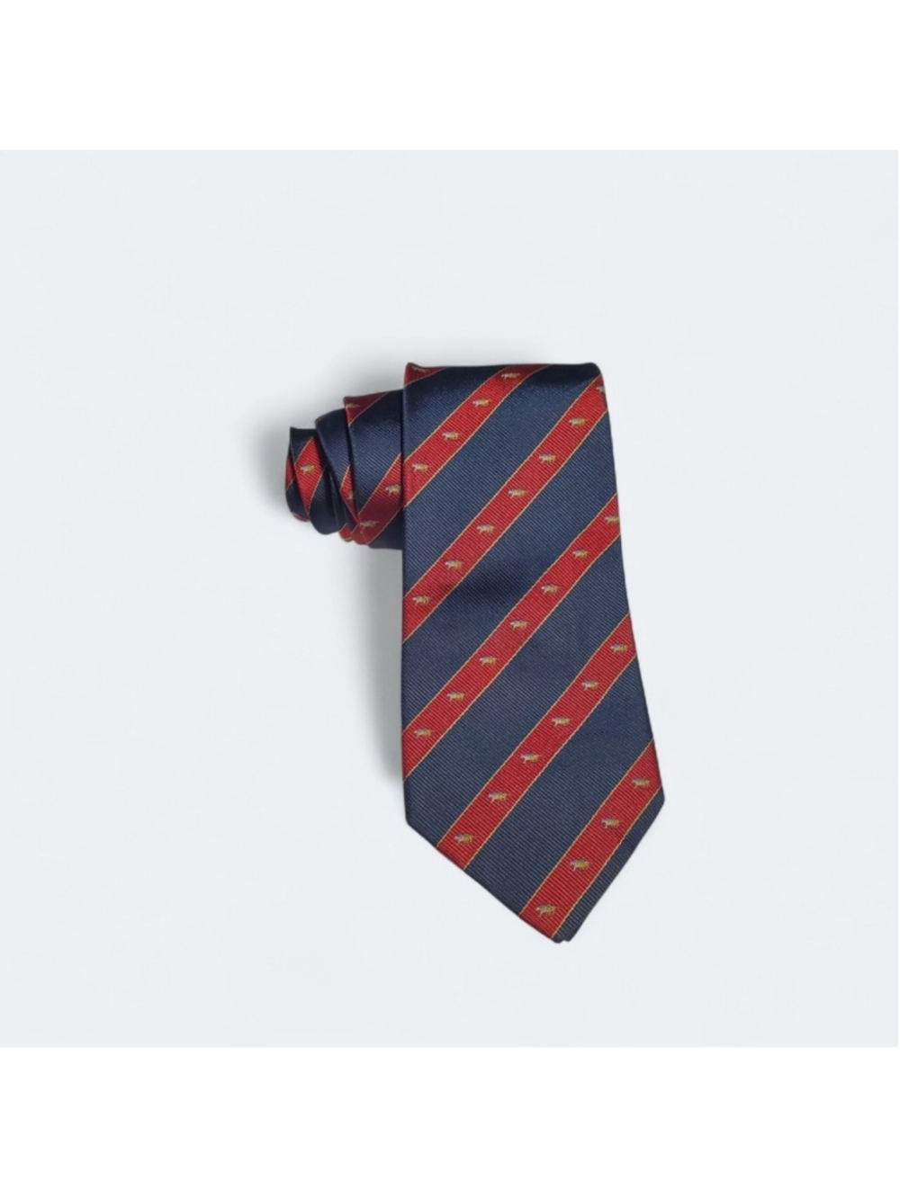 Brioni 100% Silk Navy and Red Striped Executive Men's Tie